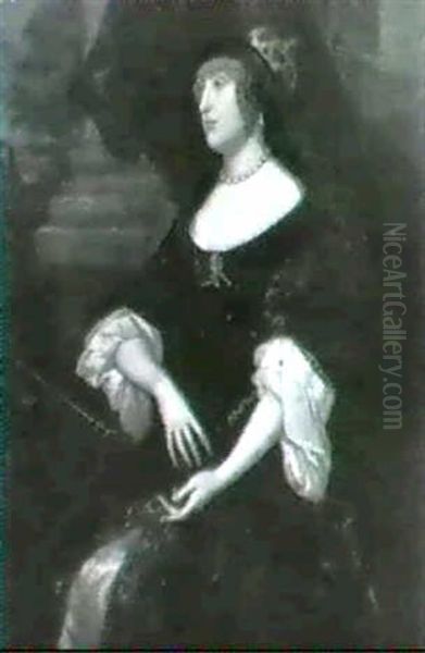 Portrait Of A Lady, Traditionally Identified As             Queen Henrietta Maria, Seated Three-quarter Length Oil Painting by Pierre Mignard the Elder
