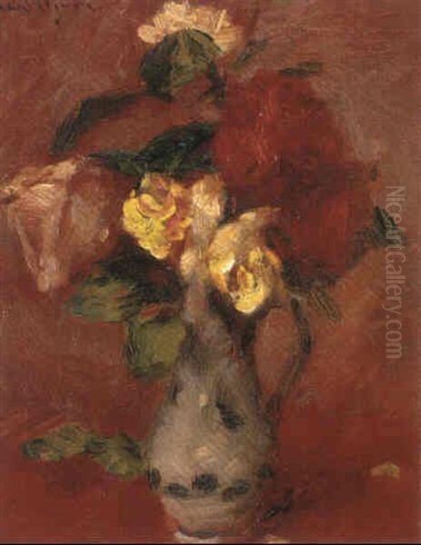 Bouquet De Fleurs Oil Painting by Lucien Rene Mignon