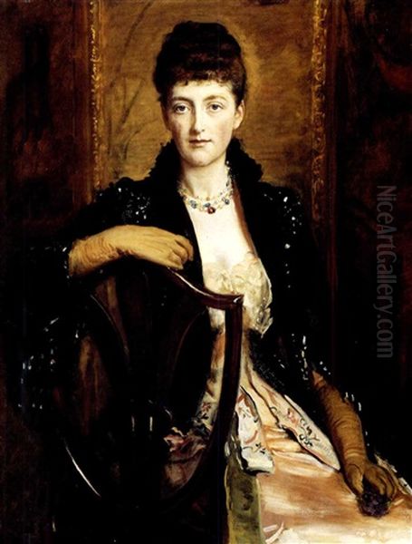 Portrait Of Alice Sophia Caroline Wortley, The Artist's     Third Daugher, Following Her Marriage In 1886.............. Oil Painting by John Everett Millais