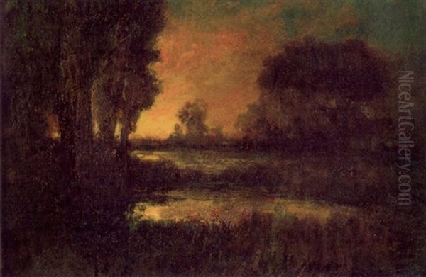 Sunset Oil Painting by Ralph Davison Miller