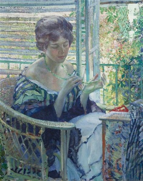 The Necklace (la Femme Au Collier), C. 1913 Oil Painting by Richard Edward Miller