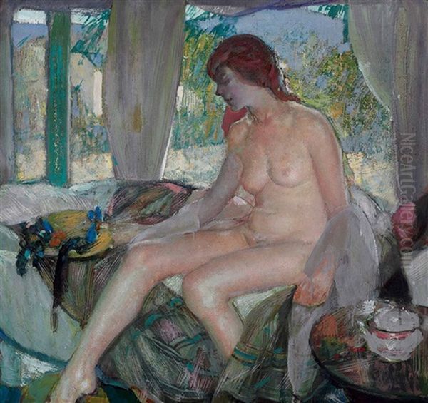 Nude In Interior Oil Painting by Richard Edward Miller