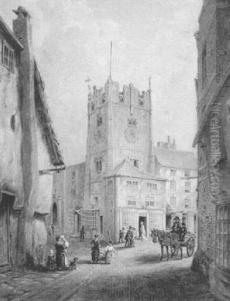 An English Village Oil Painting by William Rickarby Miller