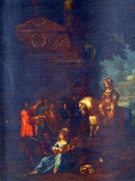 Halte Des Cavaliers Oil Painting by Francisque (Joseph F.) Millet