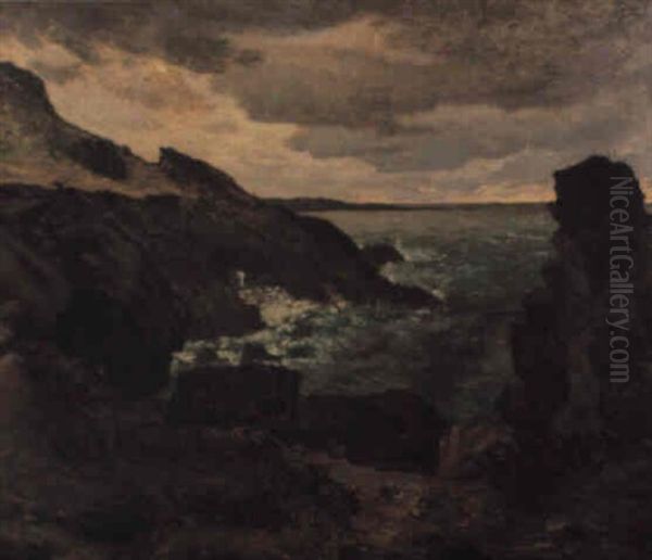 Falaise Pres De La Hague Oil Painting by Jean-Francois Millet