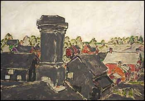 Chimney On Wallace Avenue, Palgrave, Ontario Oil Painting by David Brown Milne