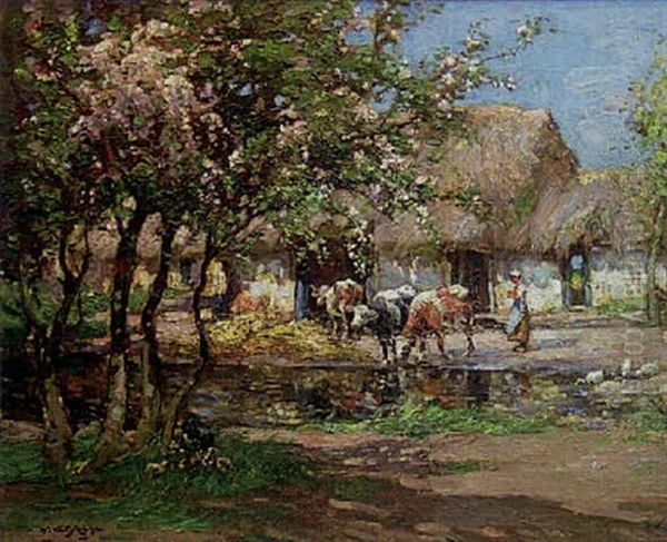 Springtime On The Farm Oil Painting by William Watt Milne