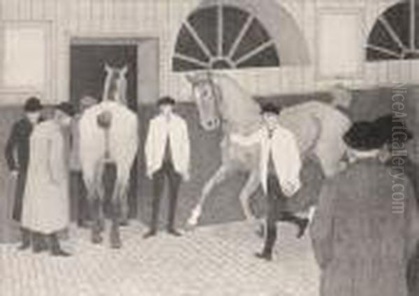 The Horse Mart (barbican No.1) Oil Painting by Robert Polhill Bevan