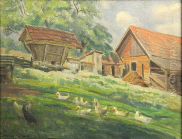 Landscape Of Ociu Village Oil Painting by Cornel Minisan
