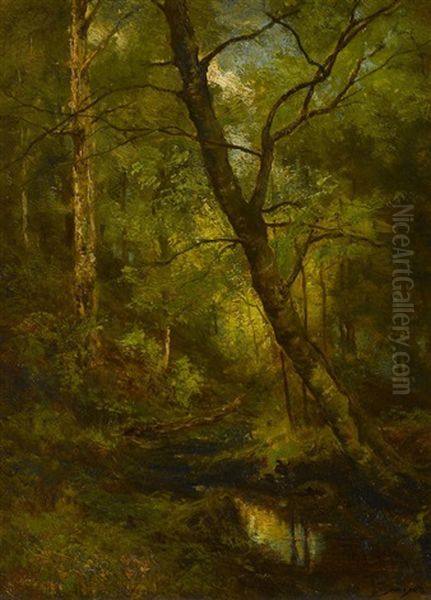 In The Forest - Adirondacks Oil Painting by Robert Crannell Minor
