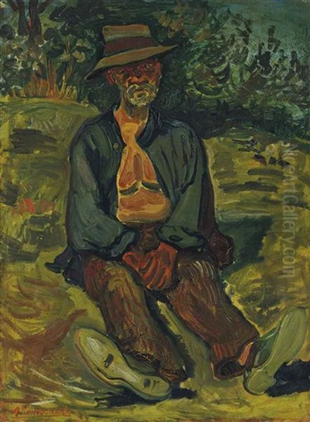 Paysan Assis Oil Painting by Abraham Mintchine