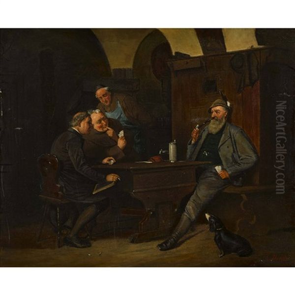 Das Kartenspiel Oil Painting by Theordor Mion