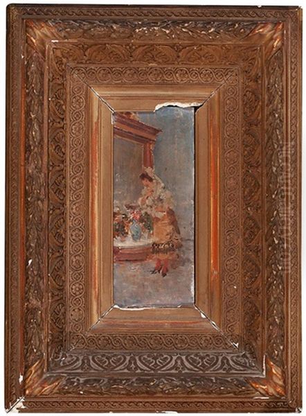 Joven Vestida De Maja Frente Al Espejo Oil Painting by Francisco Miralles y Galup