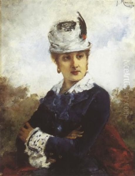 Portrait De Femme Au Chapeau Oil Painting by Francisco Miralles y Galup