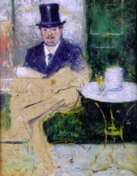 Au Cafe Oil Painting by Francisco Miralles Galup