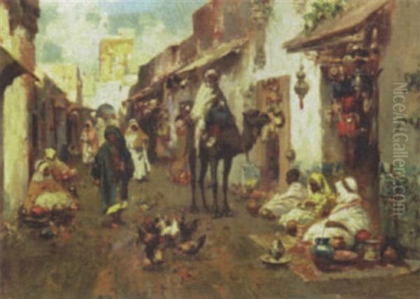 Arab Street Scene Oil Painting by Joaquin Miro