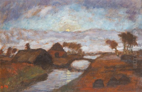 Abendstimmung Oil Painting by Otto Modersohn
