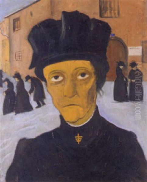 Kirchgang Oil Painting by Theo Modespacher