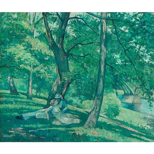 Lovers In The Park (fairmount) Oil Painting by Maurice Molarsky