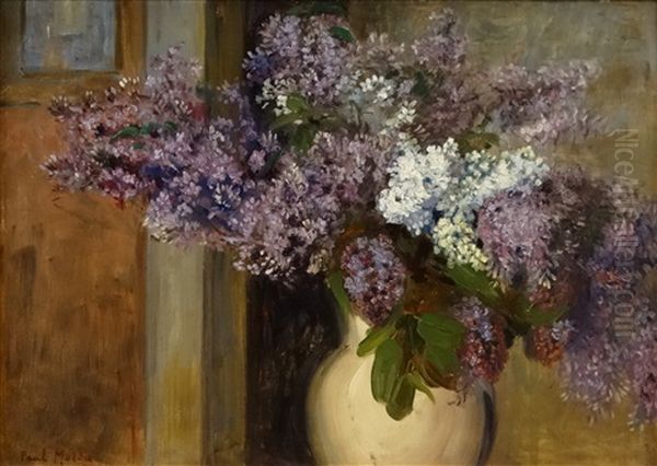 Lilac Flowers Oil Painting by Paul Molda