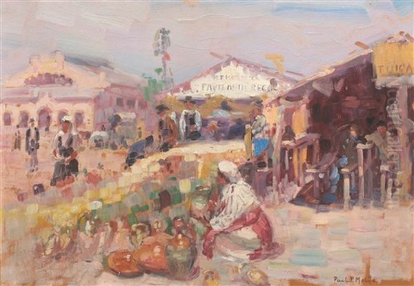 Fair Next To Traian Hall (brewery Regal Pavilion) Oil Painting by Paul Molda