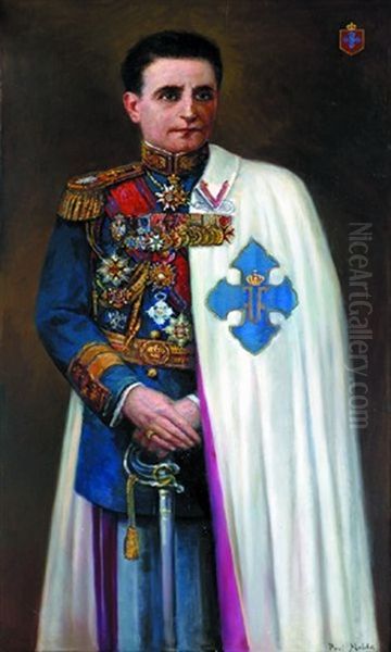 Portrait Du Prince Carol Mircea De Roumanie (?) Oil Painting by Paul Molda