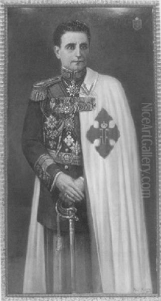 Portrait Du Prince Carol Mircea De Roumanie Oil Painting by Paul Molda