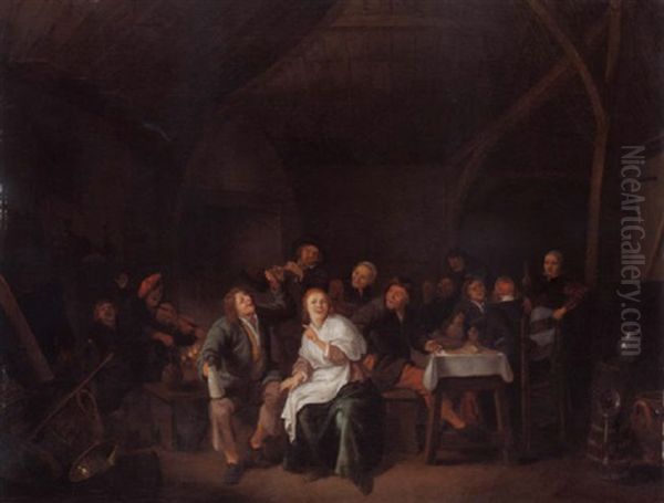 Lustige Gesellschaft In Wirtstube Oil Painting by Jan Miense Molenaer