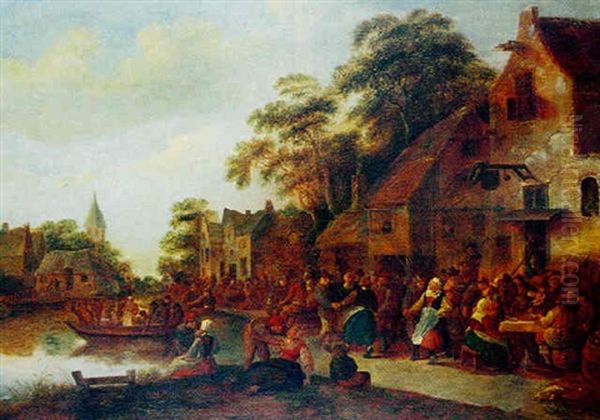 Fete Villageoise Au Bord De L'eau Oil Painting by Jan Miense Molenaer