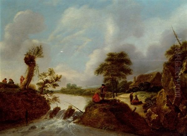 Fluslandschaft Mit Rastenden Oil Painting by Nicolaes Molenaer