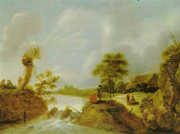 Fluslandschaft Mit Rastenden Oil Painting by Nicolaes Molenaer