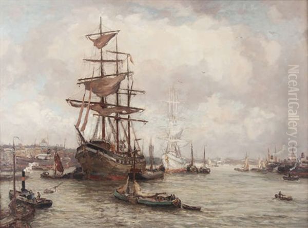 Amsterdam - An Extensive View Of The Port Oil Painting by Evert Moll