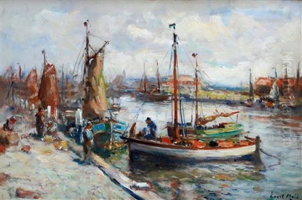 Haven Van Scheveningen Oil Painting by Evert Moll