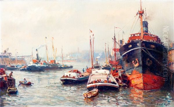 2e Katendrechtse Haven R'dam Oil Painting by Evert Moll