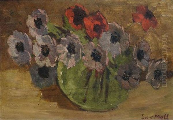 Stilleben Mit Stiefmutterchen In Einer Glasvase Oil Painting by Evert Moll