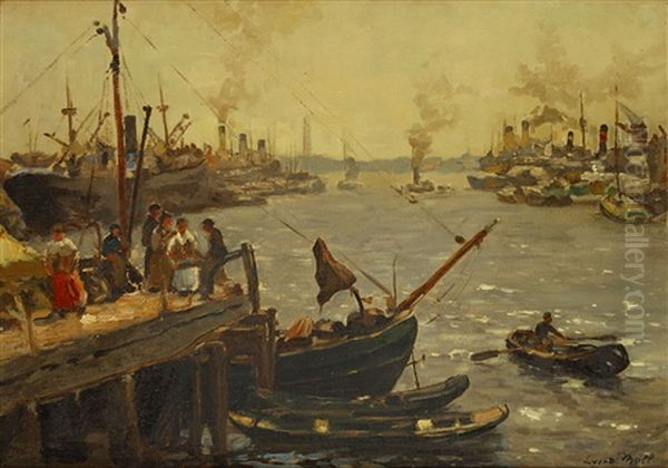 Geanimeerd Havengezicht Oil Painting by Evert Moll