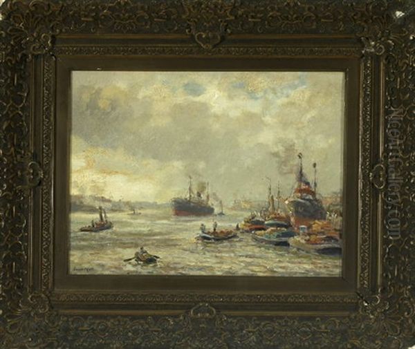 Schiffe Im Hafen Von Rotterdam Oil Painting by Evert Moll