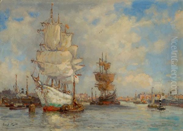 Harbor View Oil Painting by Evert Moll