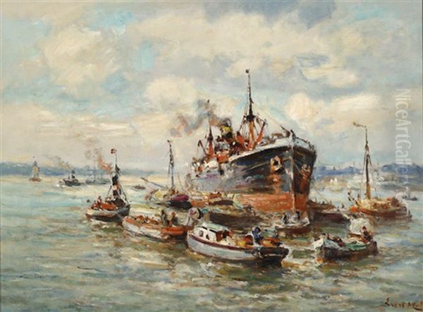 Harbour View With Ships Oil Painting by Evert Moll