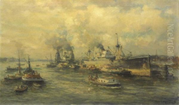 Cargos Dans Un Port Oil Painting by Evert Moll