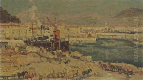 Harbour Scene, Nice Oil Painting by Evert Moll