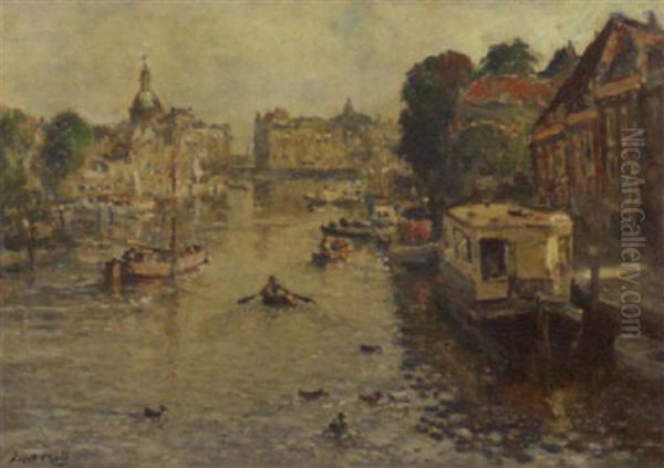 Nieuwe Haven, Dordrecht Oil Painting by Evert Moll