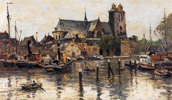 Bootjes Te Dordrecht Oil Painting by Evert Moll