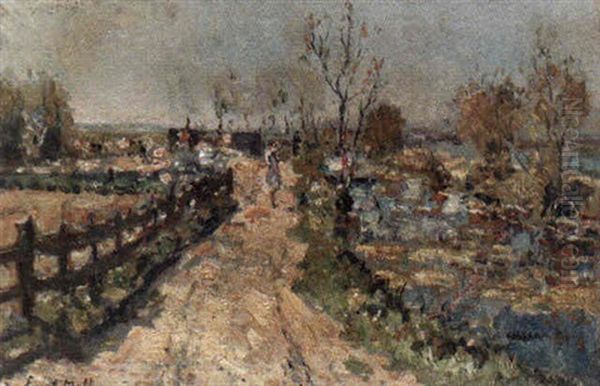 A Spring Landscape Oil Painting by Evert Moll