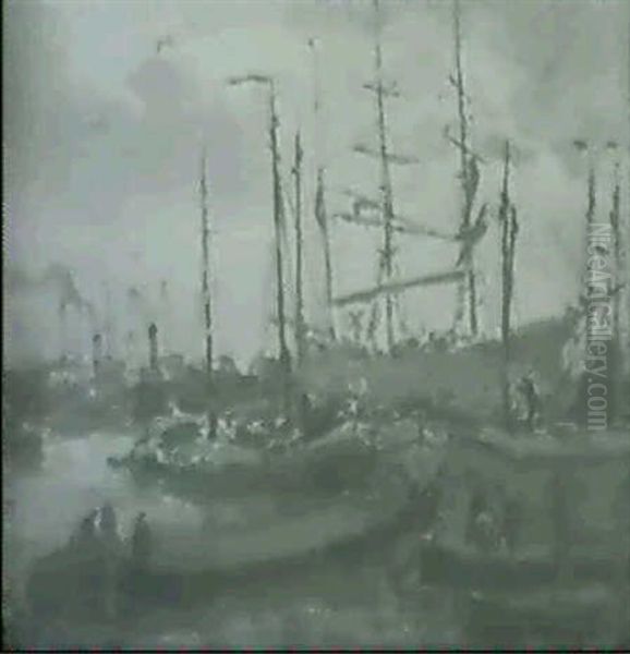 Schiffe Im Hafen Oil Painting by Evert Moll