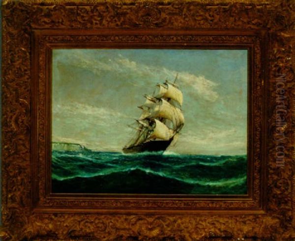 Vessel On A Choppy Sea Oil Painting by Farkas Molnar