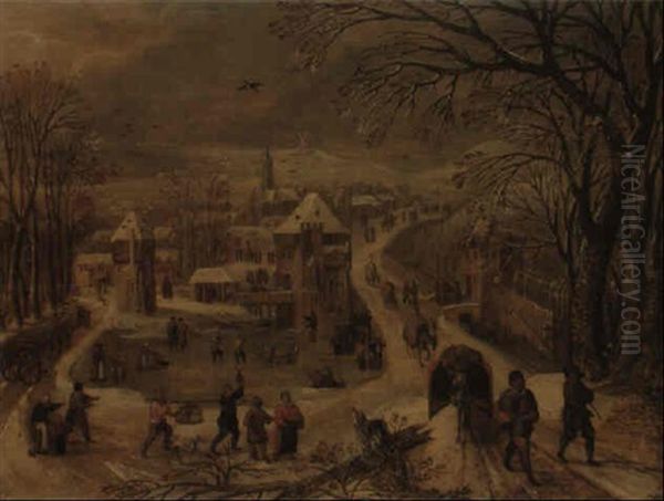 Winter Landscape Oil Painting by Joos de Momper the Younger