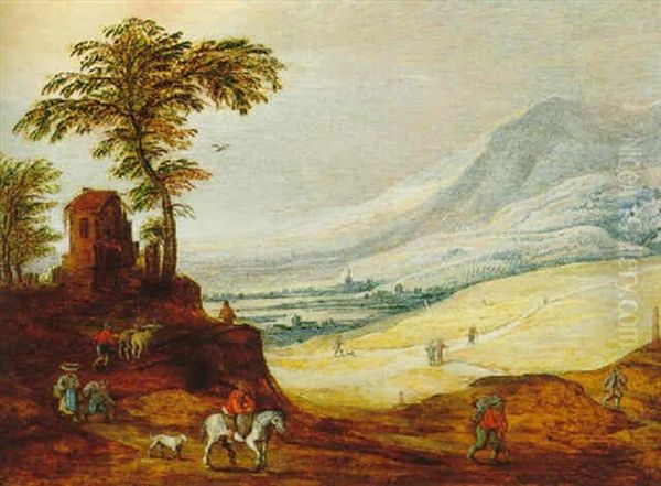 Reiter Mit Hund In Einer Weiten Landschaft Oil Painting by Frans de Momper