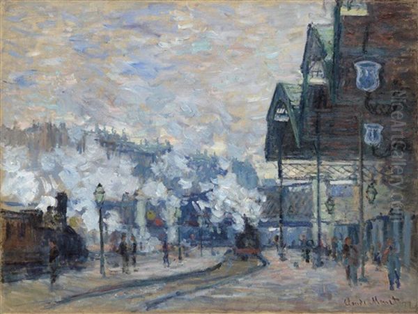 La Gare Saint-lazare, Vue Exterieure Oil Painting by Claude Monet