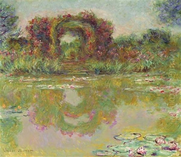 Les Arceaux De Roses, Giverny - Les Arceaux Fleuris Oil Painting by Claude Monet